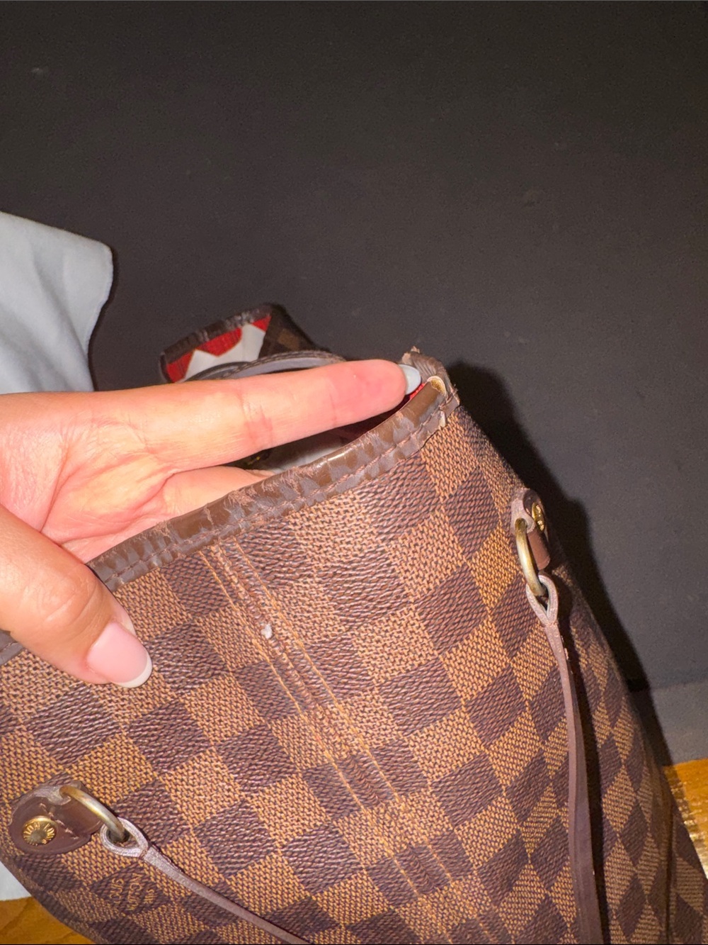 Lv Nevwrfull Mm Brown Checkered Tote Bag - Picture 7 of 16
